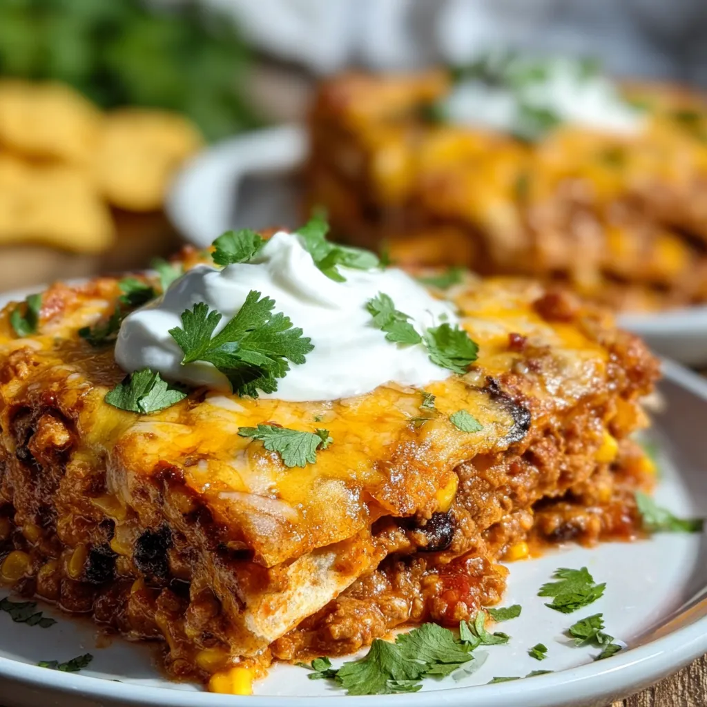 Ultimate Cheesy Ground Turkey Enchilada Bake with Three-Cheese Blend